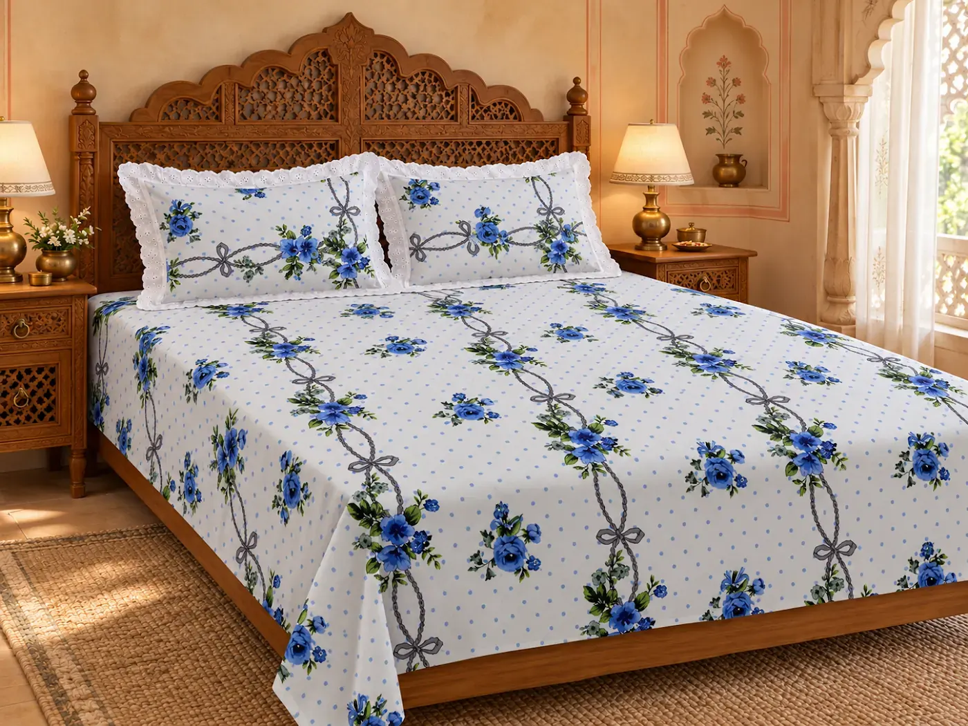 Nature Art Laced Pillow Bedsheet — collection photograph 3