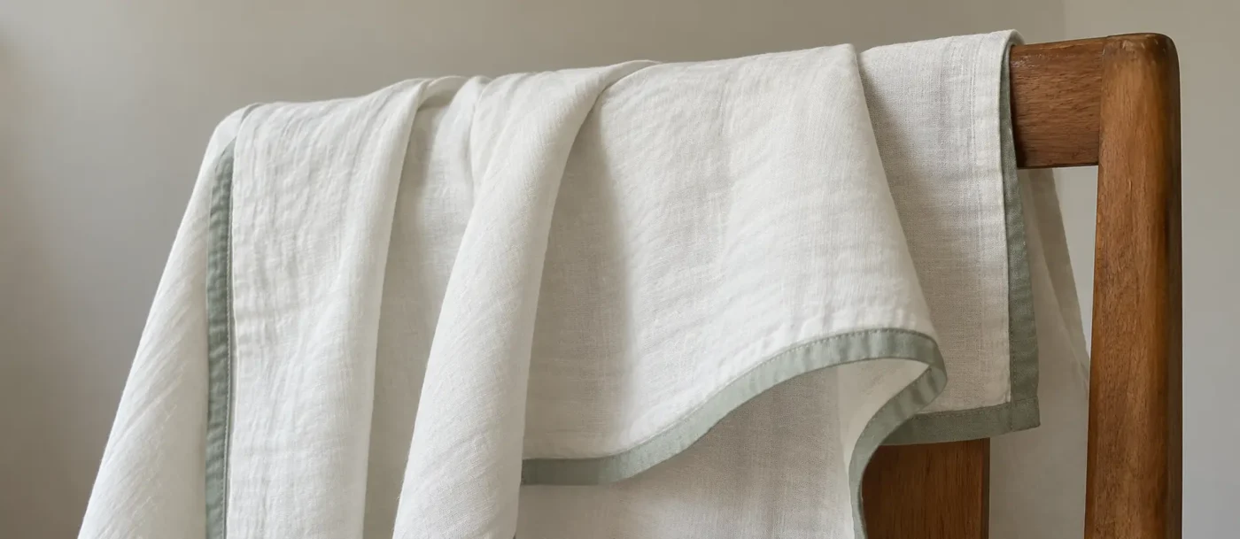 Lightweight cotton dohar showing its soft folds and fine weave