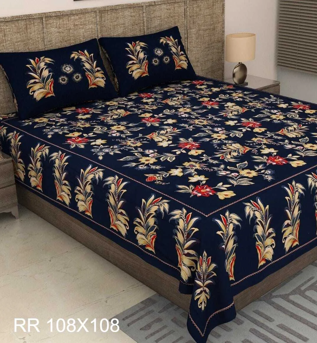 Real Rajwada cotton bedsheet with matching pillow covers