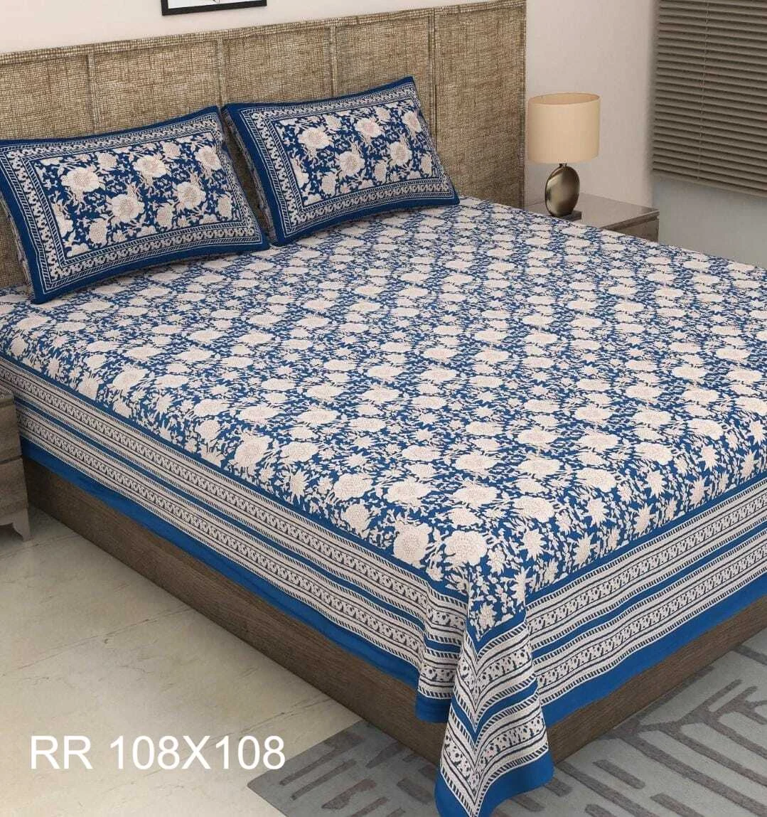Real Rajwada cotton bedsheet with matching pillow covers — design 3