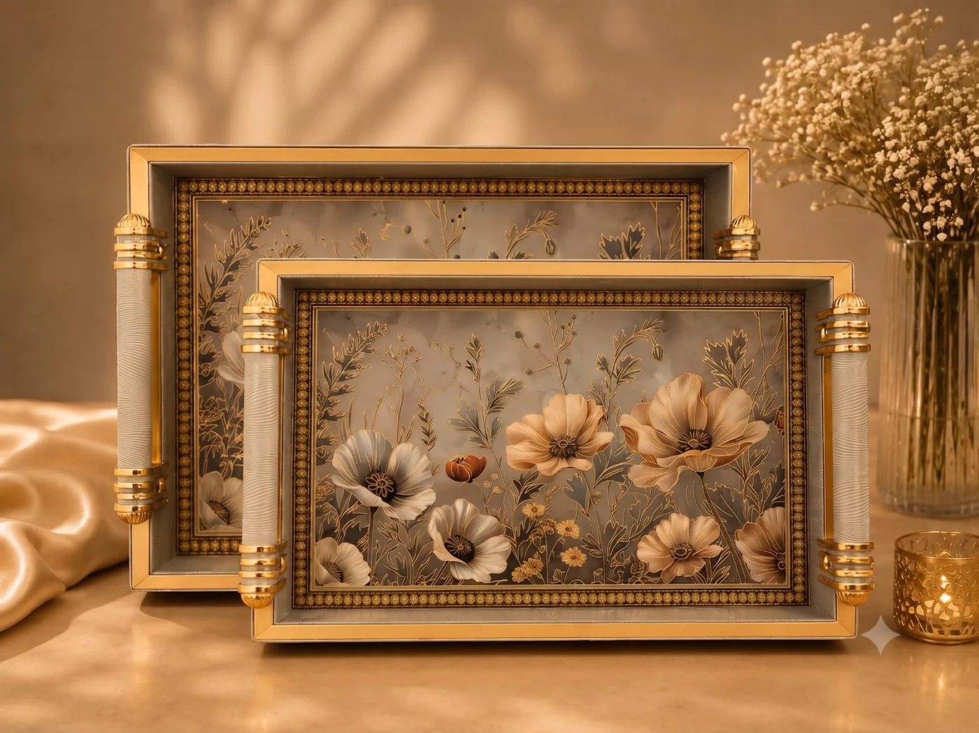 Handicraft Tray Set (2pcs) collection design 4