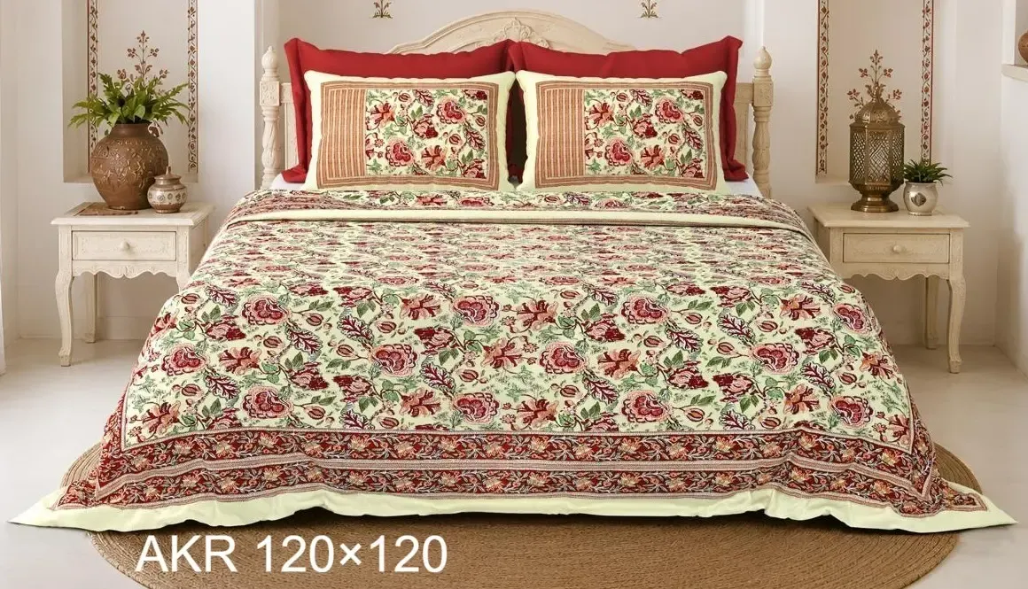 Akriti Maharaja Bedsheet cotton bedsheet with matching pillow covers