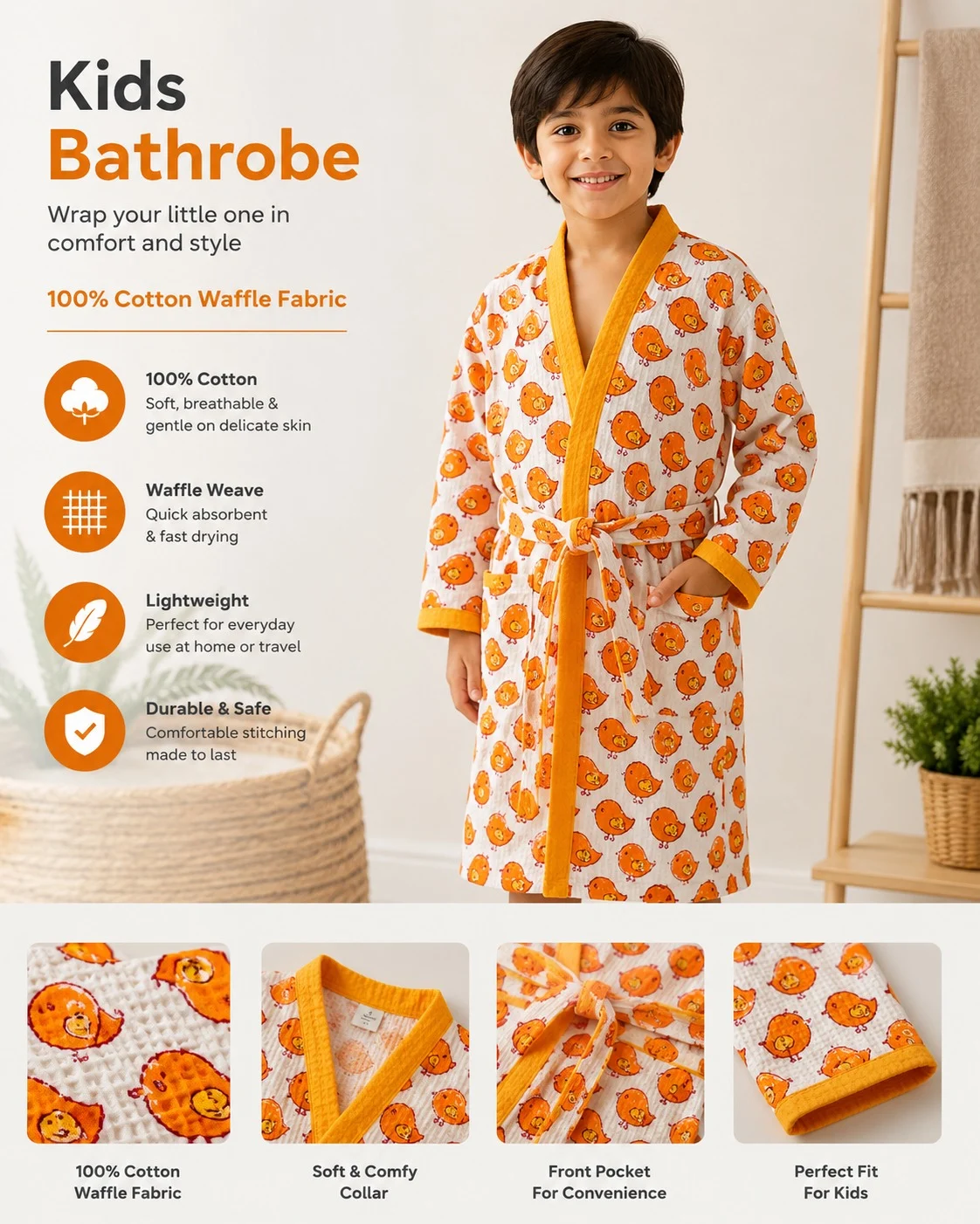 Kids Bathrobe - Hand Blocks collection design 5