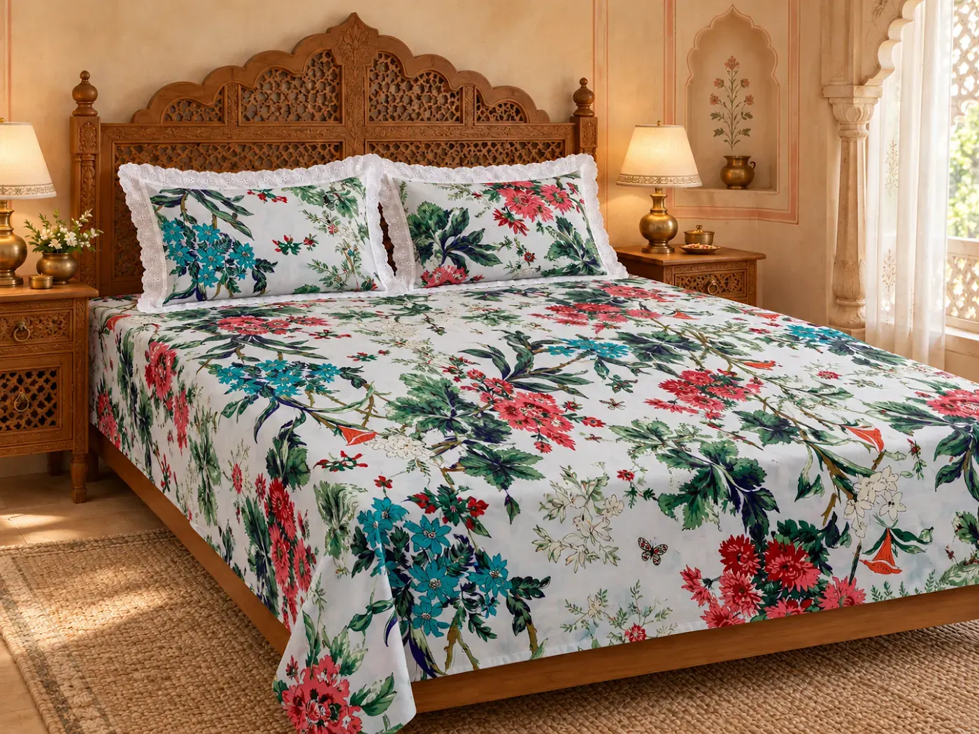 Nature Art Laced Pillow Bedsheet — collection photograph 2