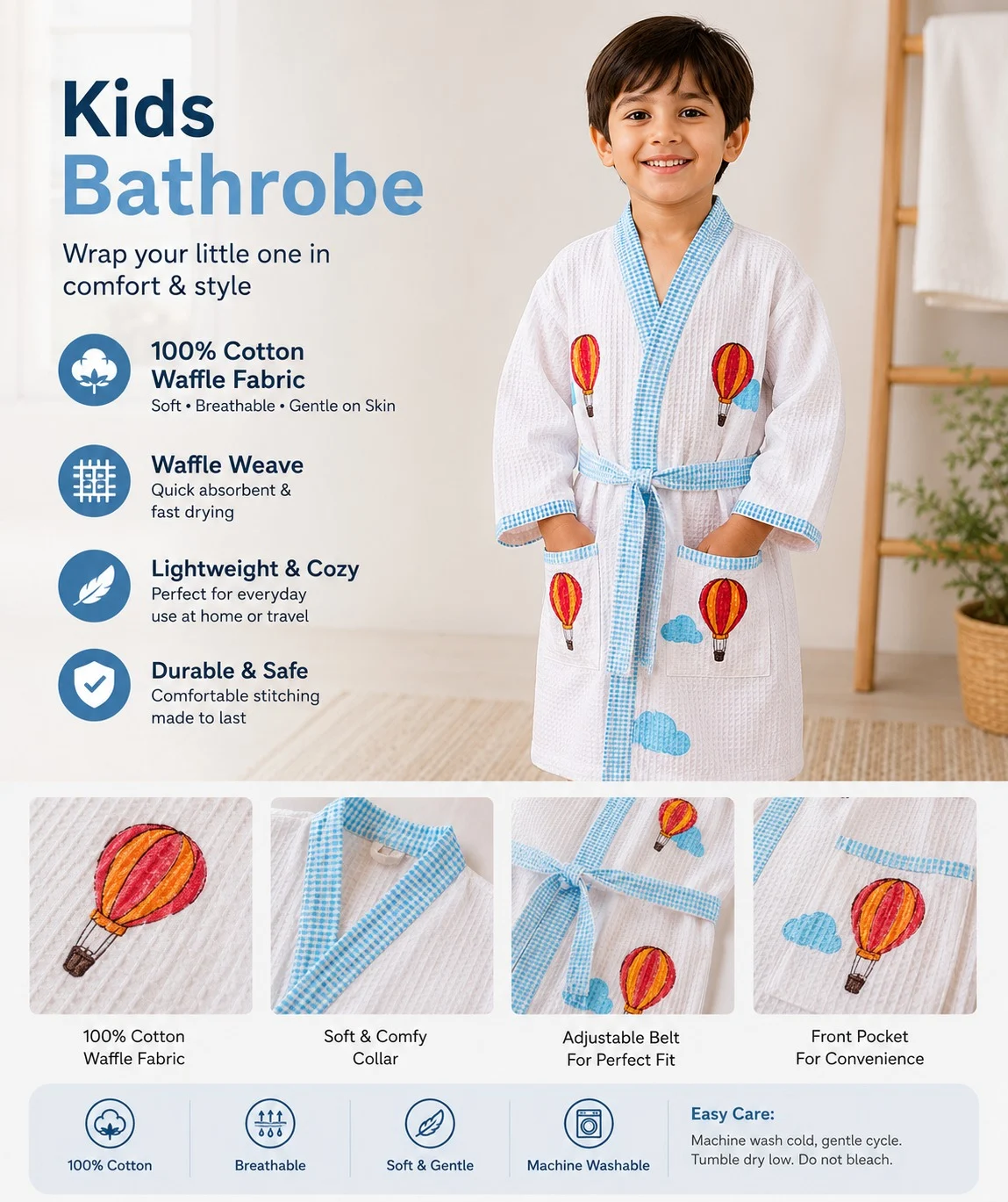 Kids Bathrobe - Hand Blocks collection design 6