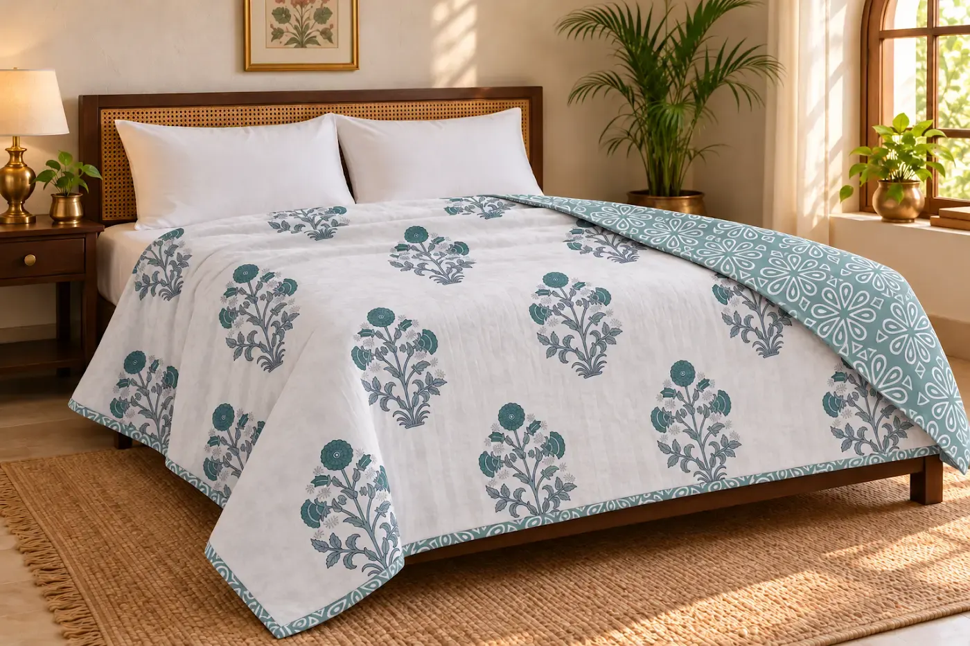 Cosmos reversible dohar with its contrasting reverse folded back