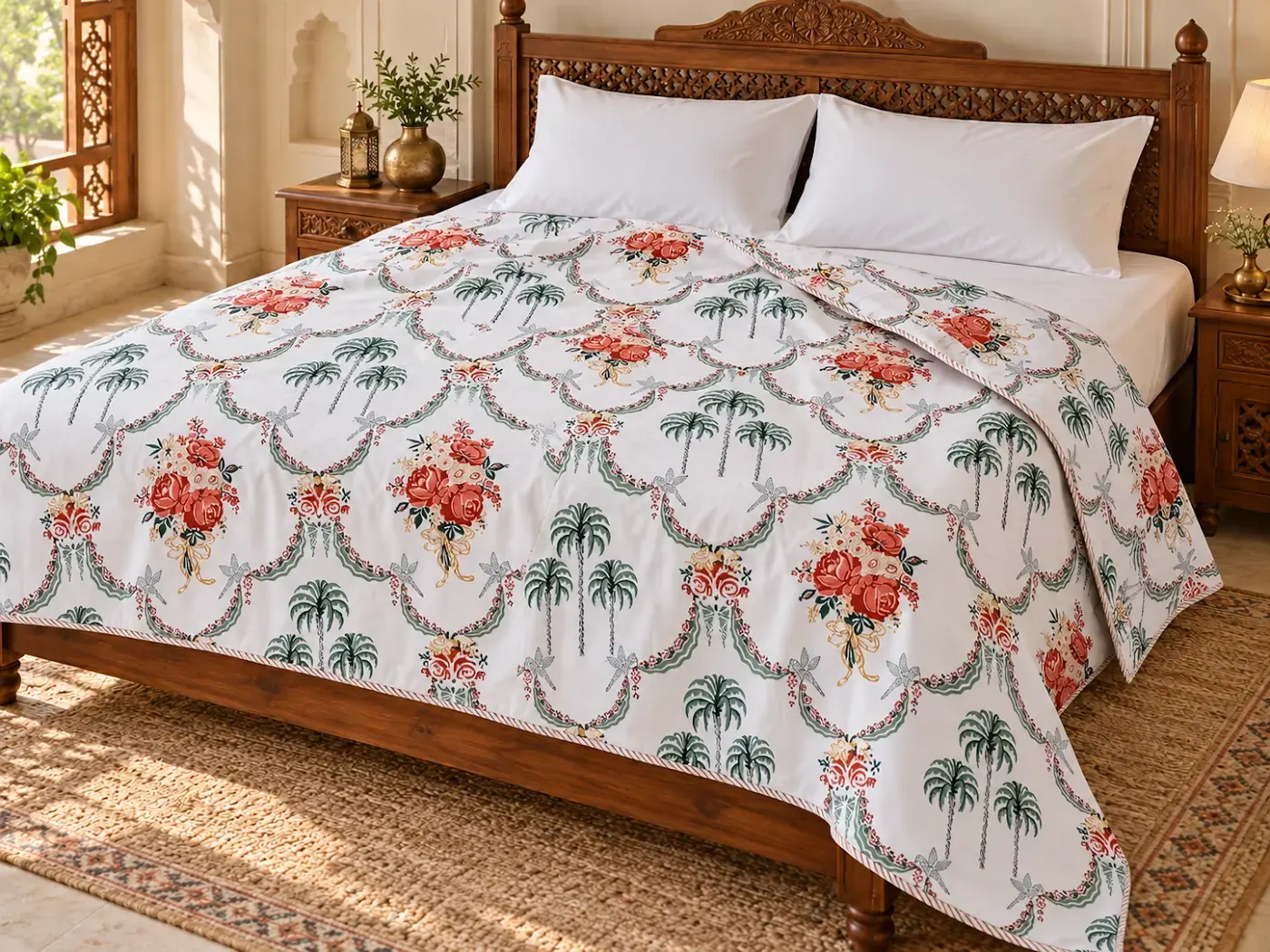 Amayara dohar showing its printed border and finished edge