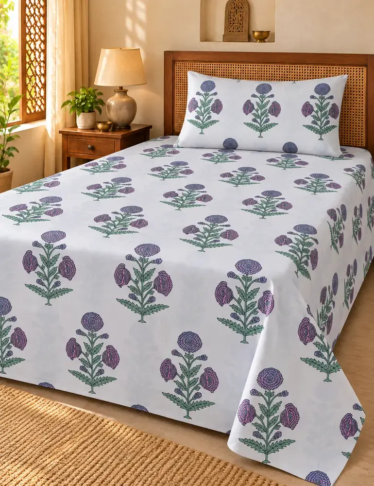 Alexa Single Bedsheet — cotton bedsheet with matching pillow cover, collection photograph 6