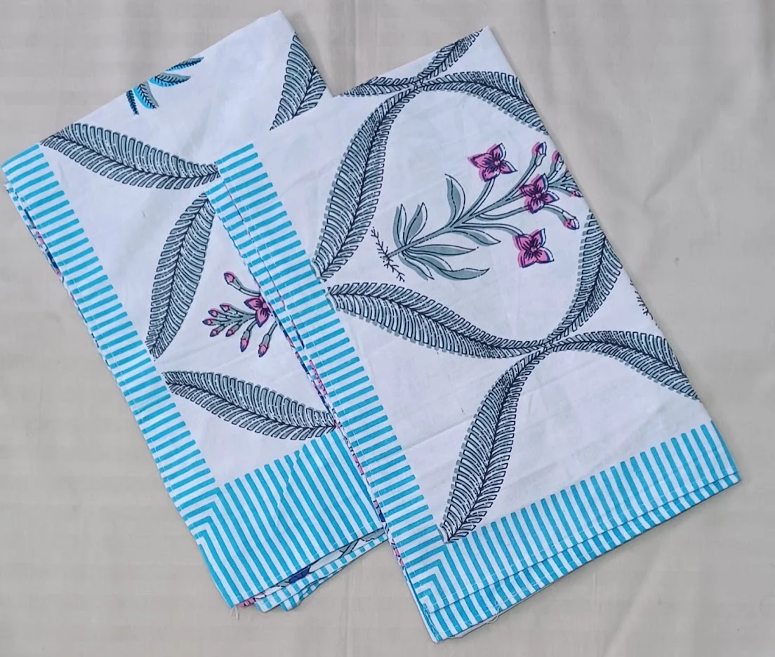 Blue floral pillow cover print