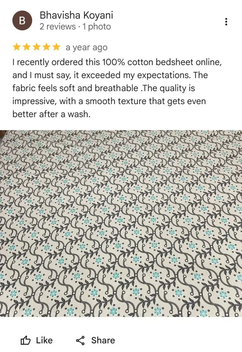 Fabric detail photographed by Bhavisha Koyani and shared in her Google review.